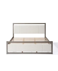 Streamdale Furniture King Bed with Boucle fabric Headboard Wood Frame