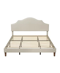 Streamdale Furniture King Upholstered Platform Bed with Adjustable Headboard Beige