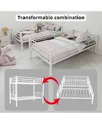 Streamdale Furniture Twin Over Twin Metal Bunk Bed with Ladders & Guardrail
