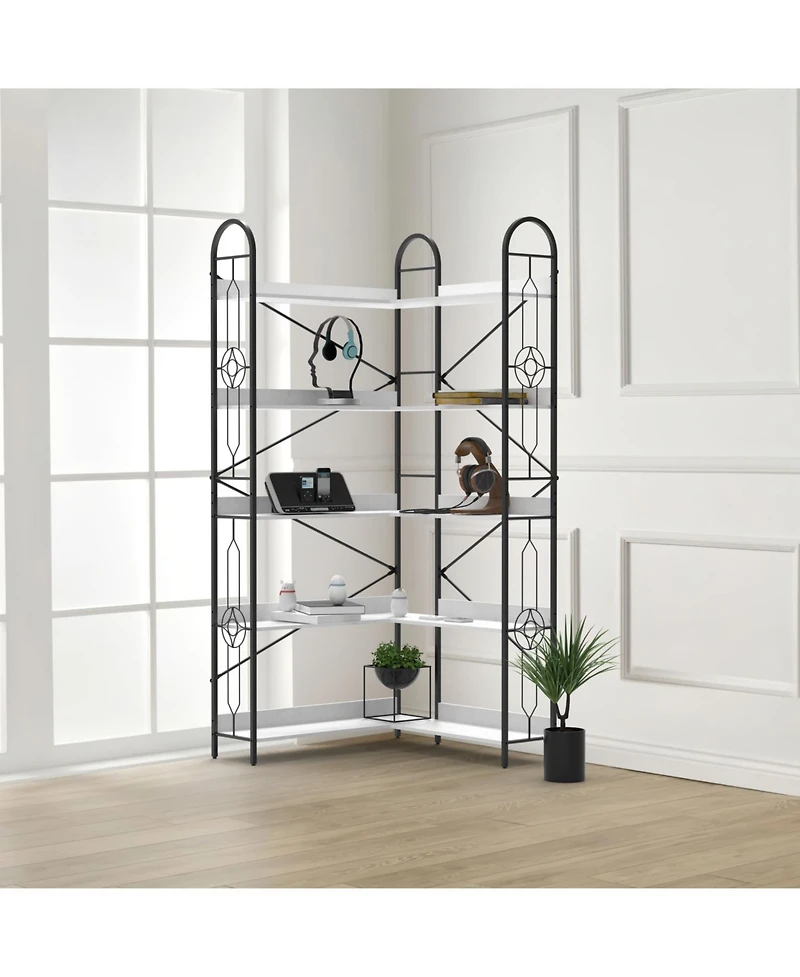 Streamdale Furniture 5-Tier Industrial Corner Bookshelf