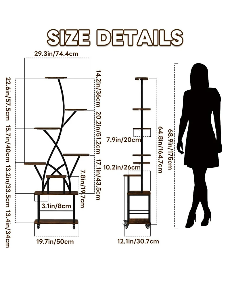 Streamdale Furniture Lighted 8-Tier Plant Stand Indoor