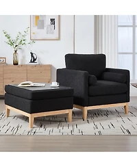 Streamdale Furniture Farmhouse Upholstered Accent Chair & Ottoman