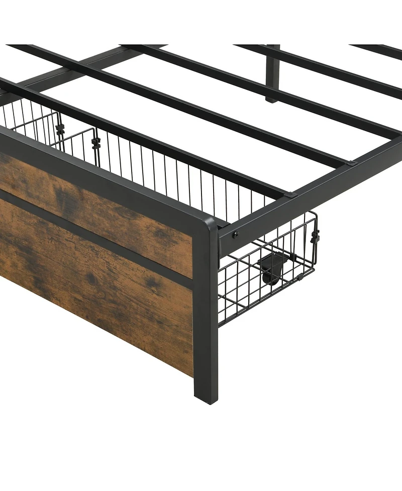 Streamdale Furniture Led Bed Frame with Storage Drawers & Usb Charging