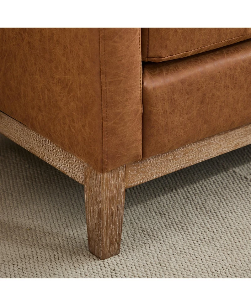 Streamdale Furniture Upholstered Bench/Daybed Ottoman with Wood Legs & Bolsters - Brown Pu