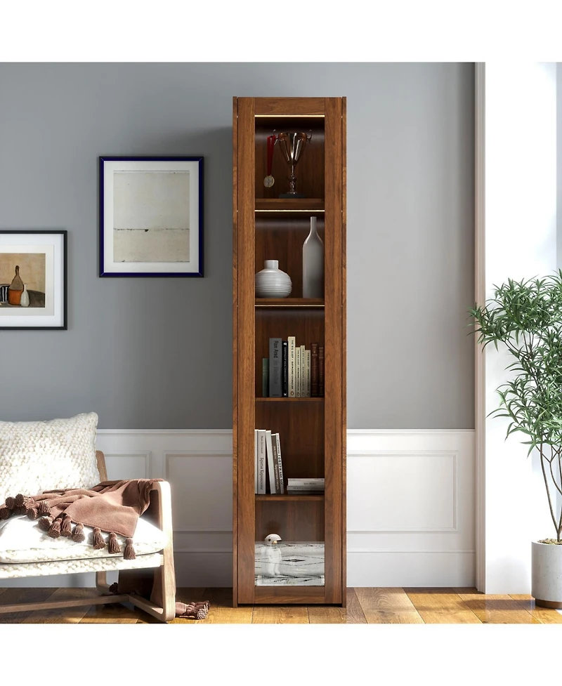 Streamdale Furniture Glass Door Display Cabinet with Led Lights