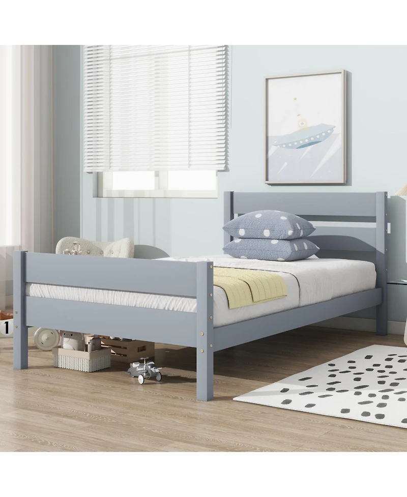 Streamdale Furniture Twin Bed with Headboard and Footboard Rubber Wood Bed