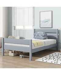 Streamdale Furniture Twin Bed with Headboard and Footboard Rubber Wood Bed