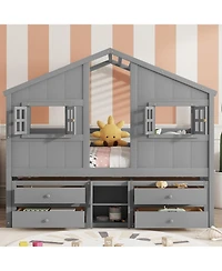 Streamdale Furniture Loft Bed with Roof Windows & Storage