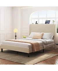 Streamdale Furniture Queen Platform Bed with Charging Station