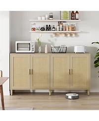 Streamdale Furniture Rattan Buffet Cabinet - 70" 4-Door Sideboard