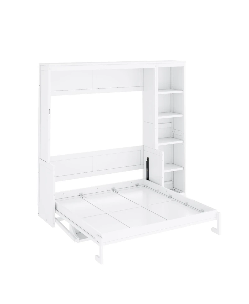 Streamdale Furniture Full Size Wood Murphy Bed with Desk and Bookshelf