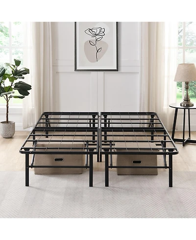 Streamdale Furniture King Metal Folding Bed Frame - Heavy Duty Steel Slats, Black