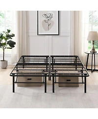 Streamdale Furniture King Metal Folding Bed Frame - Heavy Duty Steel Slats, Black