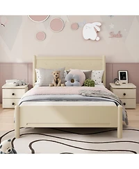 Streamdale Furniture Streamdale Queen Size Wood Platform Bed Frame with Headboard and Wooden Slat Support