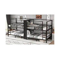 Streamdale Furniture Quadruple Metal Bunk Bed w/ Storage & Wardrobe