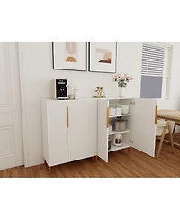 Streamdale Furniture Modern White Sideboard Cabinet - Gold Handles
