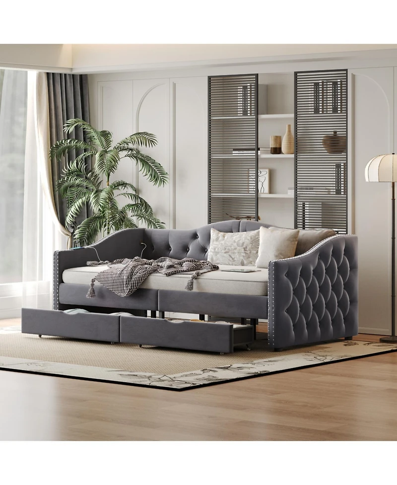 Streamdale Furniture Upholstered Daybed with Storage, Twin Size