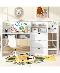Streamdale Furniture Streamdale Low Loft Bed with Desk, Storage, Bookcase & Whiteboard