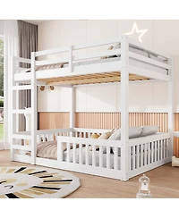 Streamdale Furniture Full over Full Wood Bunk Bed with Ladder and Guardrails, White