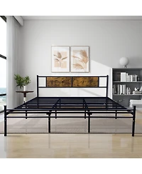 Streamdale Furniture King Bed Frame Wood Headboard Footboard Metal Platform Mattress Foundation