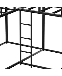 Streamdale Furniture L-Shaped Bunk Bed with Slide and Short Ladder in Black