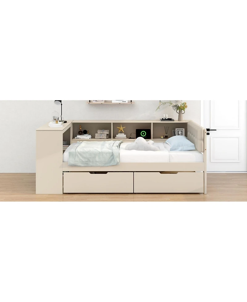 Streamdale Furniture Platform Bed with Storage, Charging Station