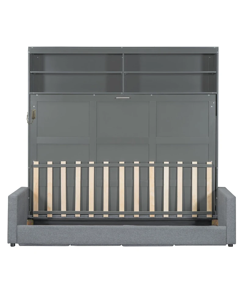 Streamdale Furniture Queen Size Murphy Bed Wall Bed with Sofa,Gray