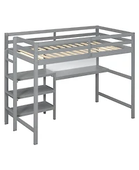 Streamdale Furniture Twin Loft Bed with Shelves, Desk & Board - Gray