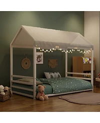 Streamdale Furniture Montessori Metal Floor Bed Frame, House Bed with Guardrails, Kids/Toddlers.