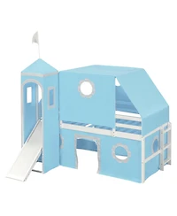 Streamdale Furniture Twin Size Loft Bed with Slide Tent and Tower