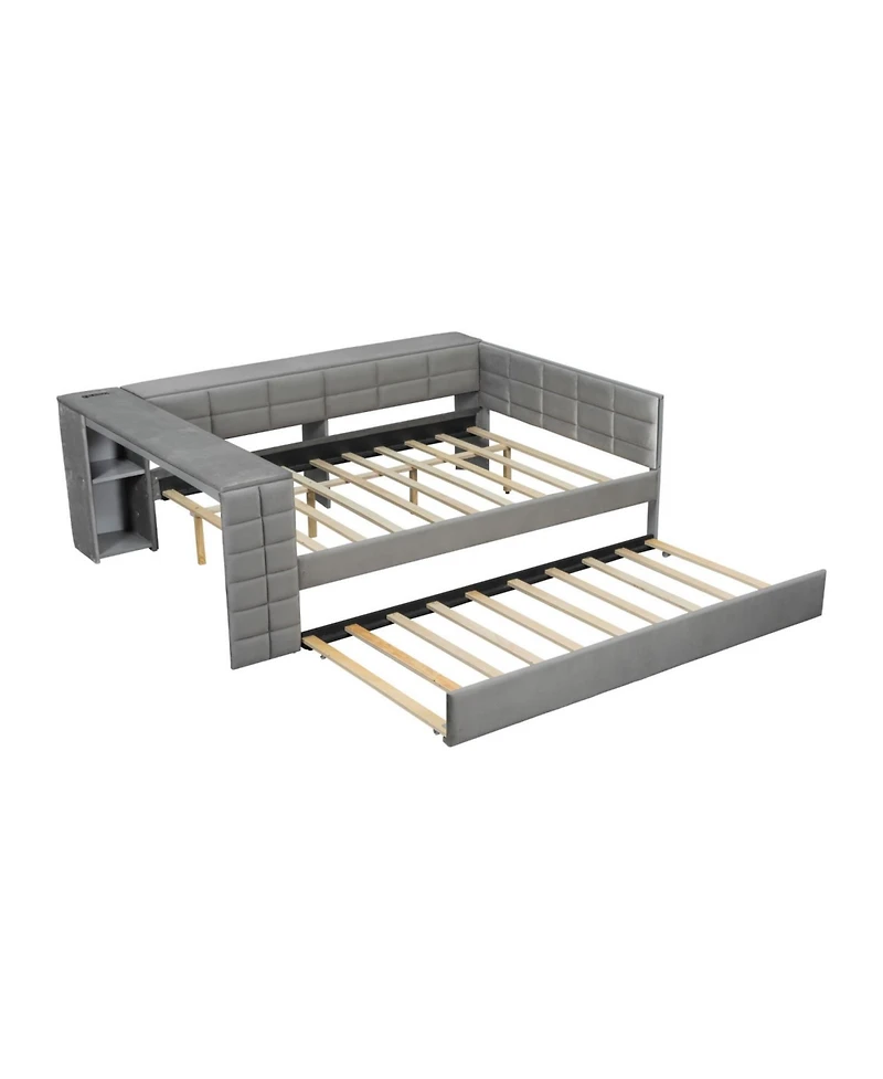 Streamdale Furniture Upholstered Platform Bed with Storage, Desk, Trundle