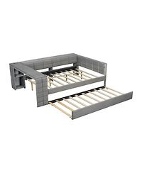Streamdale Furniture Upholstered Platform Bed with Storage, Desk, Trundle