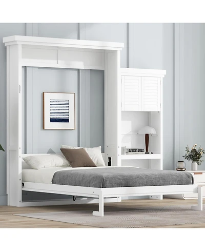 Streamdale Furniture Queen Murphy Bed with Storage & Louvered Detail
