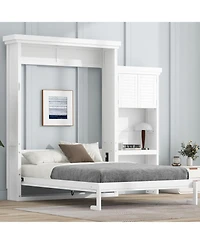 Streamdale Furniture Queen Murphy Bed with Storage & Louvered Detail