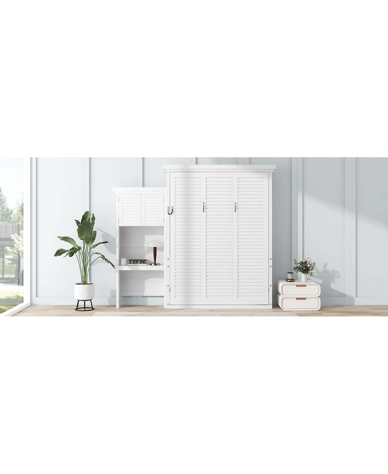 Streamdale Furniture Queen Murphy Bed with Storage & Louvered Detail