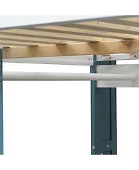 Streamdale Furniture Wood Loft Bed w/ Storage, Shelves, Desk, Rails - White/Blue