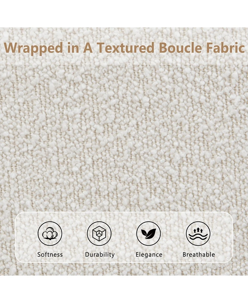 Streamdale Furniture King Beige Boucle Bed Frame with Curved Tufted Headboard