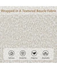 Streamdale Furniture King Beige Boucle Bed Frame with Curved Tufted Headboard