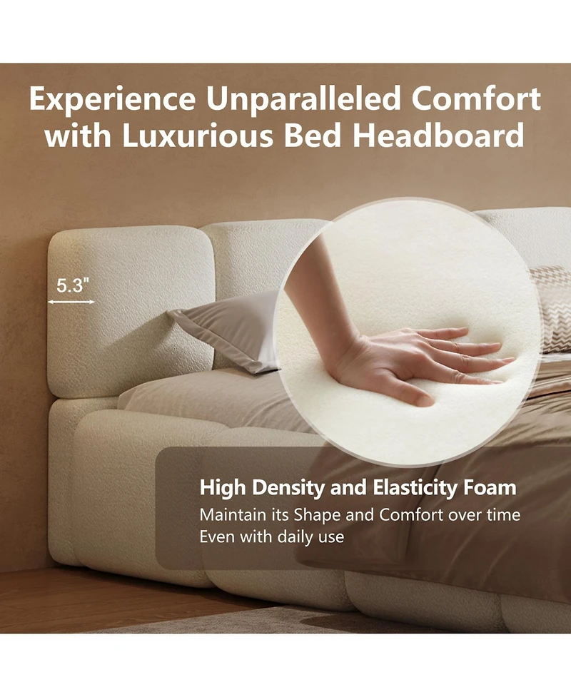 Streamdale Furniture California King Boucle Platform Bed, White