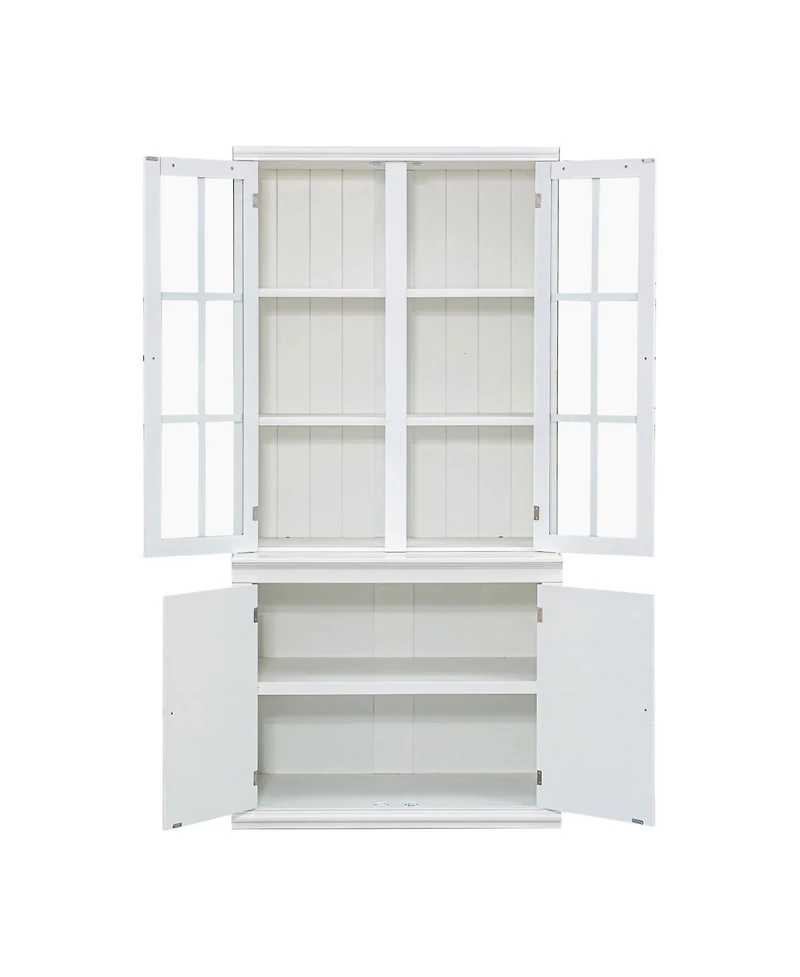 Streamdale Furniture + 75" + Wood + Glass Doors + Pantry