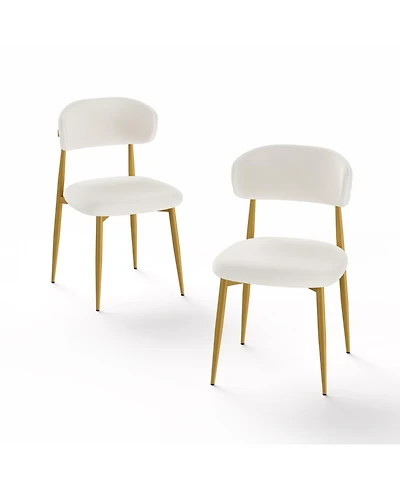 Streamdale Furniture Modern White & Gold Dining Chairs (Set of 2)