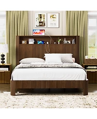 Streamdale Furniture Queen Bed Frame- Storage Headboard, Charging