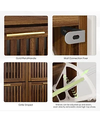 Streamdale Furniture Walnut Shoe Cabinet - 2 Flip Drawers