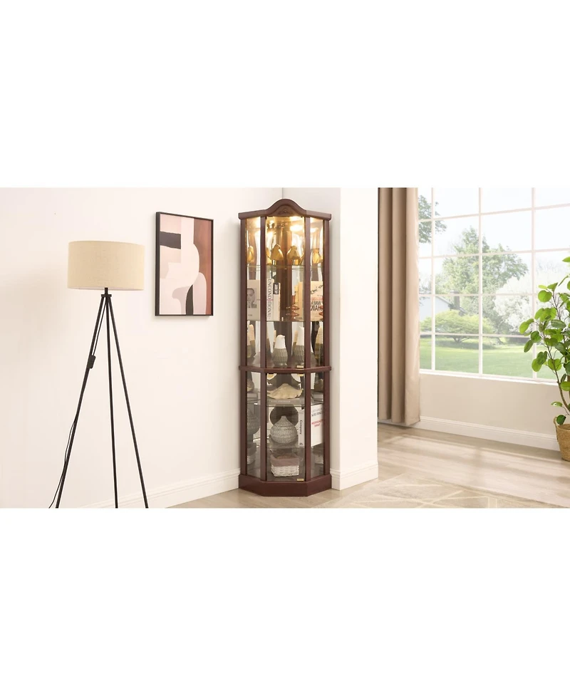 Streamdale Furniture Lighted Corner Curio Cabinet