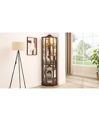 Streamdale Furniture Lighted Corner Curio Cabinet
