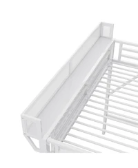 Streamdale Furniture Twin Metal Loft Bed with Stairs, Shelves & Wardrobe