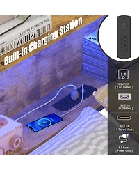 Streamdale Furniture Twin Daybed with Storage, Bookcase, Charging Station & Led