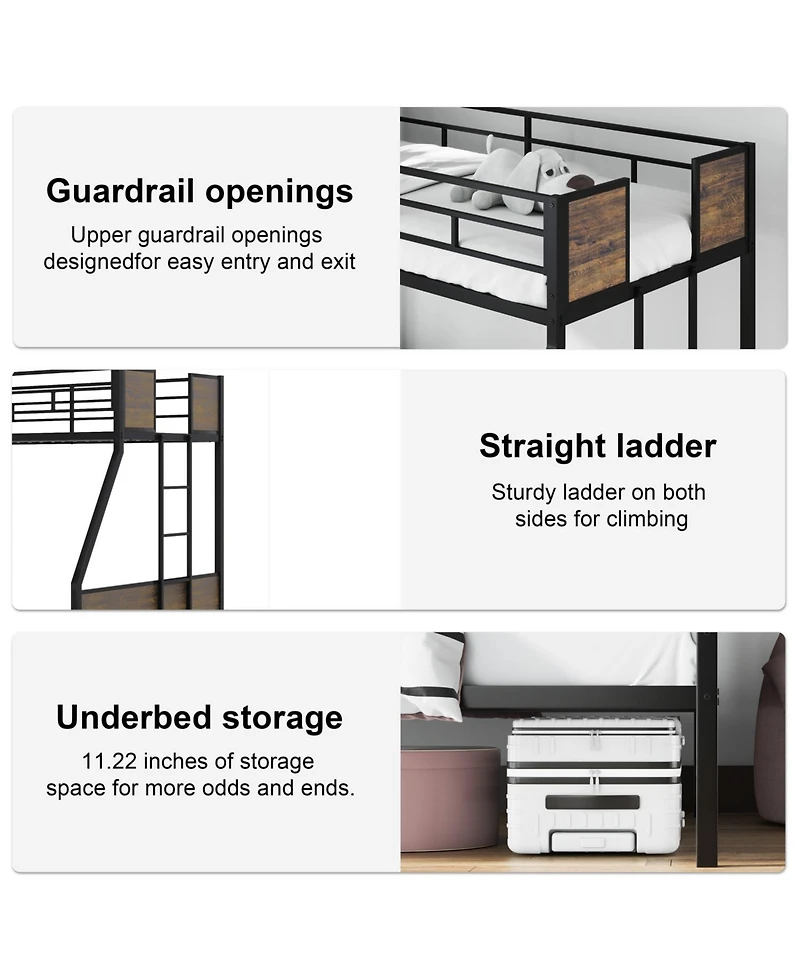 Streamdale Furniture Twin Over Full Bunk Bed with Trundle & Ladders