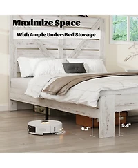 Streamdale Furniture King White Wood Platform Bed Frame, Noise Free, Easy Assembly, Under Bed Storage