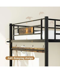 Streamdale Furniture Twin Loft Bed Frame with Storage - Easy Assembly, Secure Metal Slats